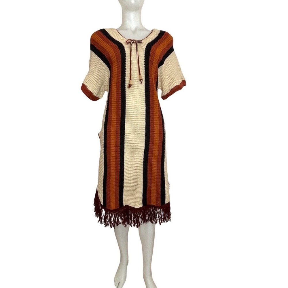 Knit Kaftan Dress 70s Vibes Boho Hippie SZ S Unbranded